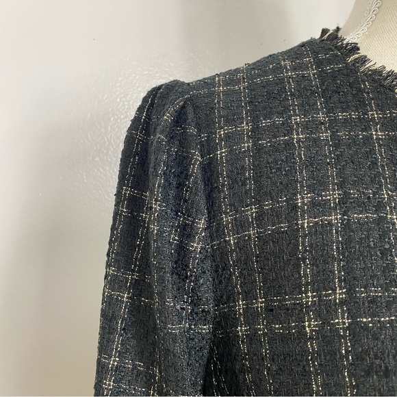 Ann Taylor Shimmer Plaid Fringe Tweed Jacket - Picture 7 of 9